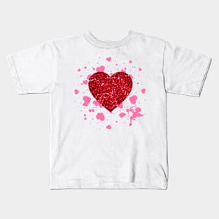 Red Glitter Heart : sweetheart Kids T-Shirt